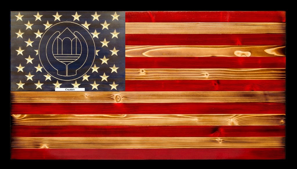 Chaplain Rustic Wood Flag